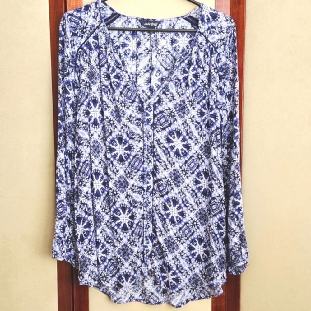 Lucky Brand Peasant V-Neck Top L